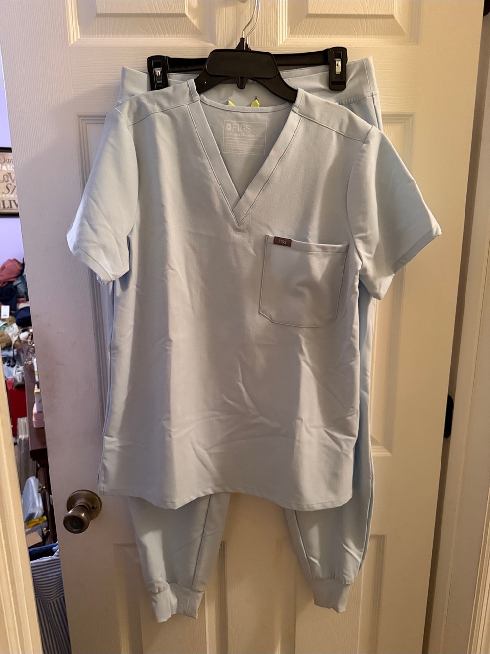 Figs Light Blue V-Neck Scrub Set